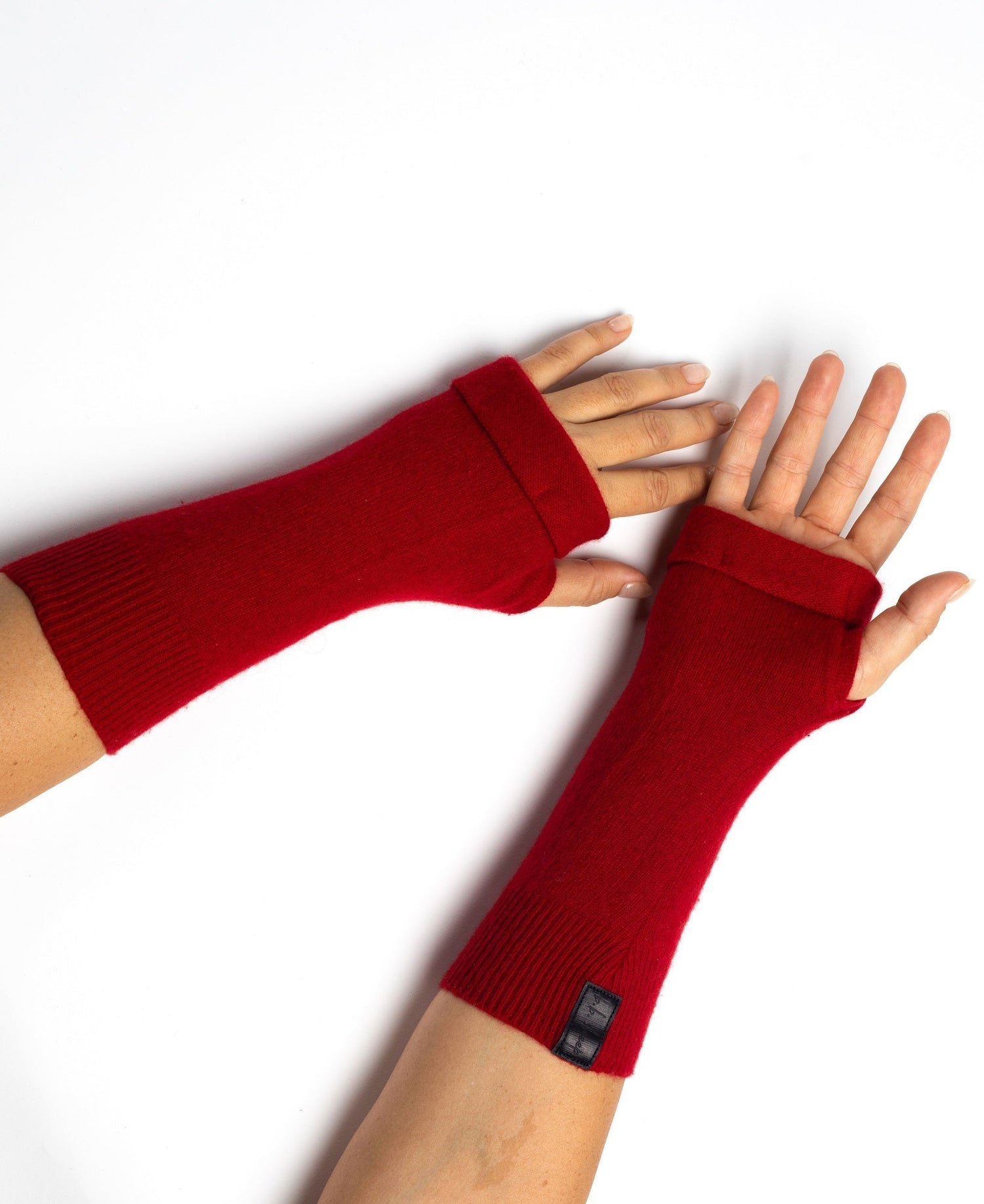 Red - Cashmere  Fingerless Gloves