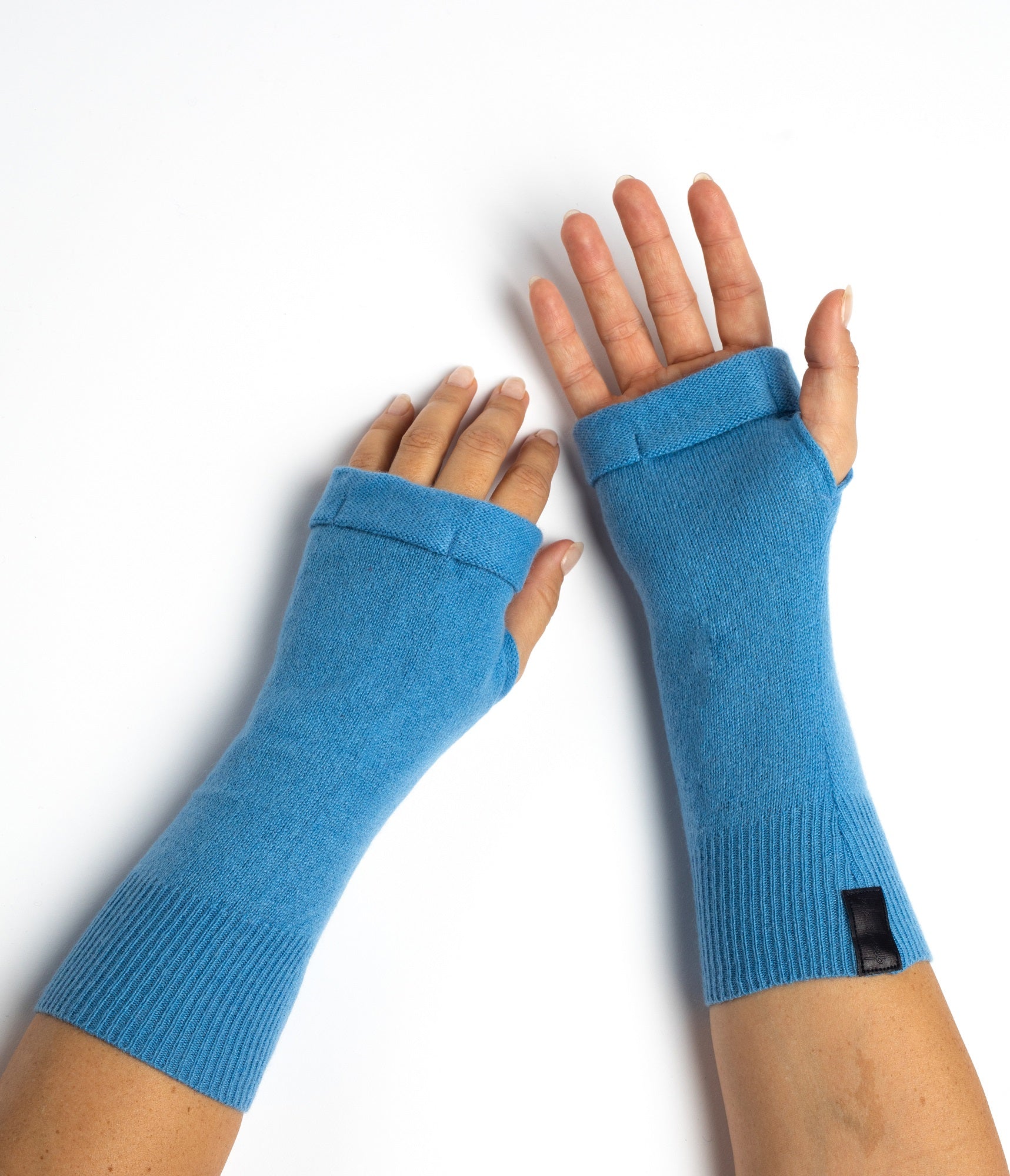 Bright Blue - Cashmere Fingerless Gloves