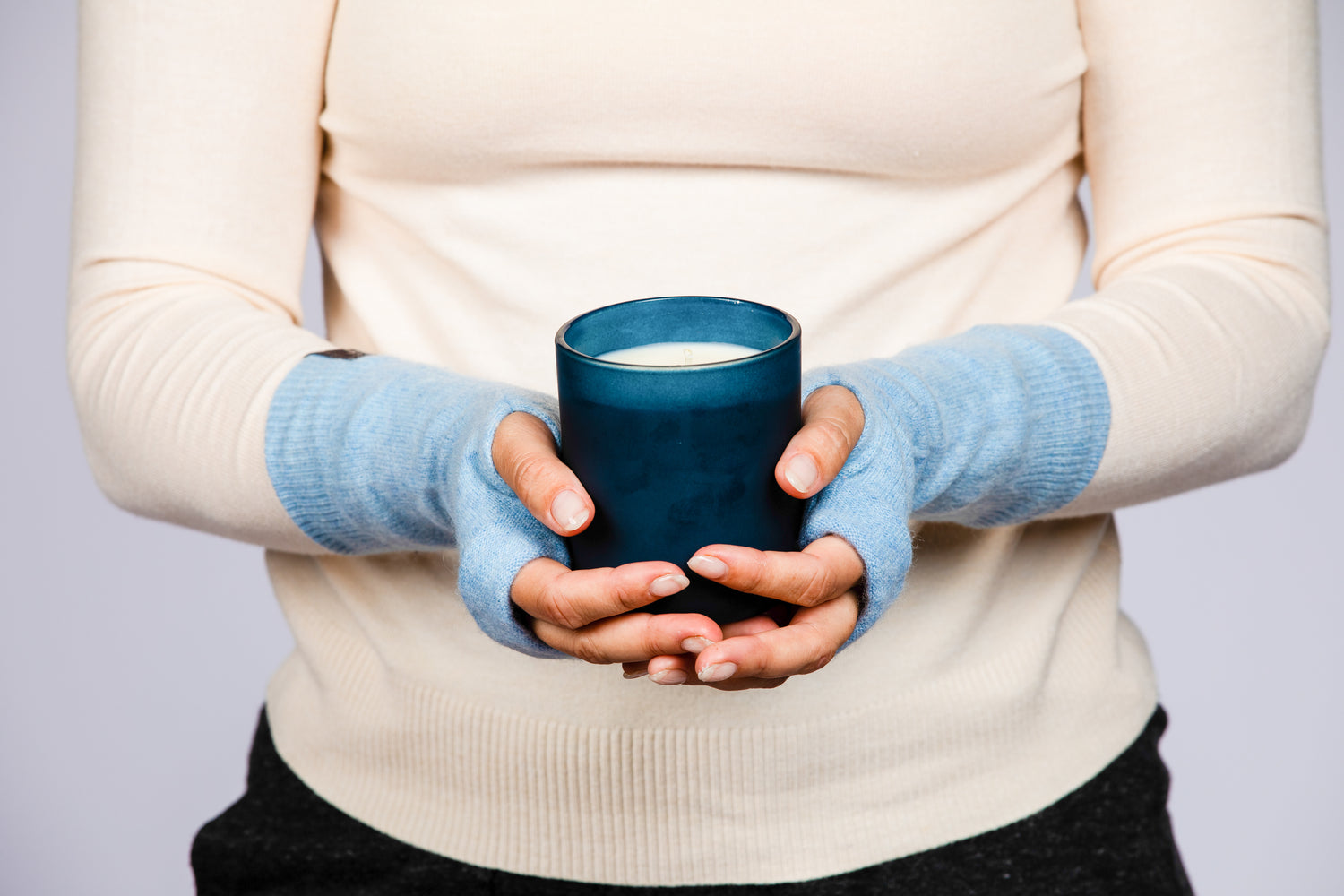 Baby Blue - Cashmere Fingerless  Gloves