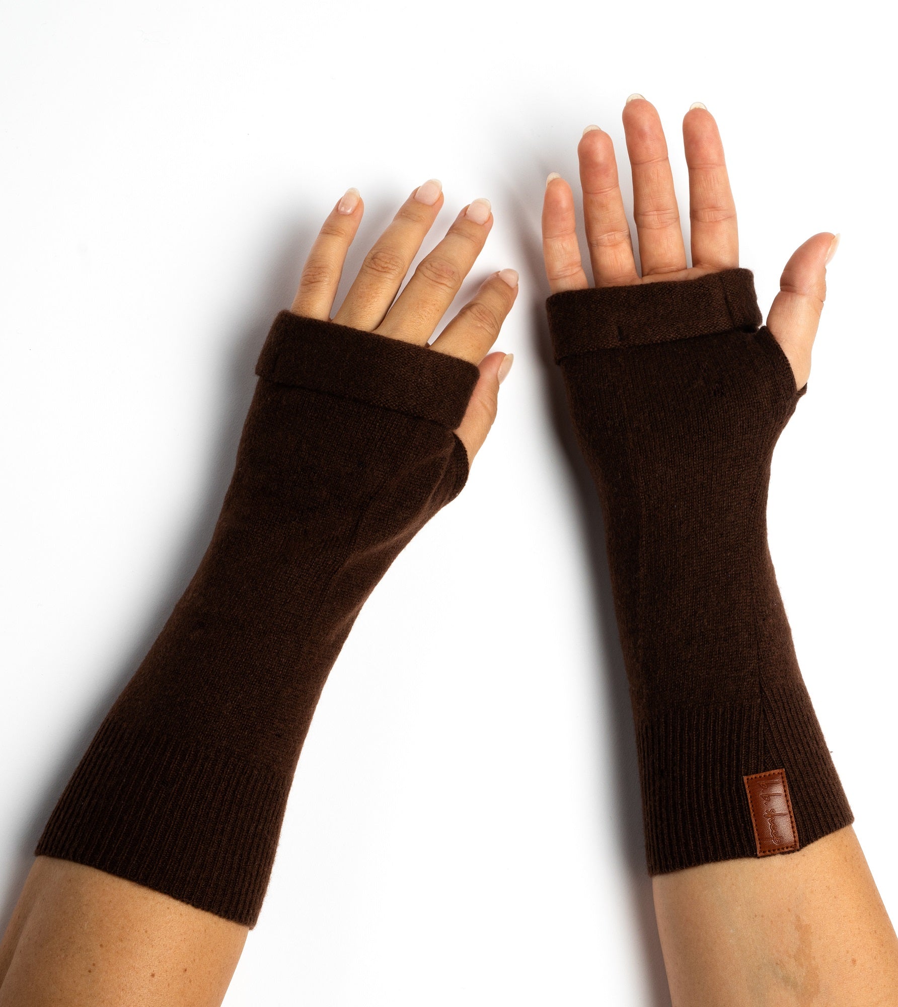 Brown - Cashmere Fingerless Gloves