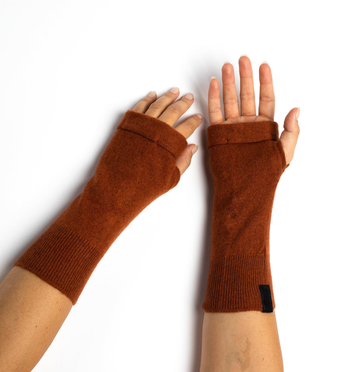 Dark Orange- Cashmere Fingerless Gloves