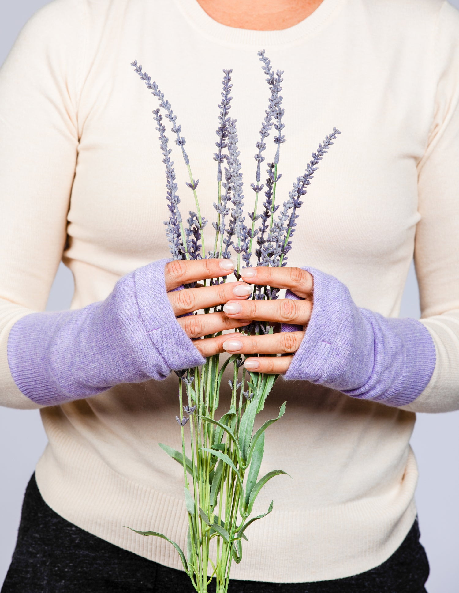 Lavender Purple - Cashmere  Fingerless Gloves