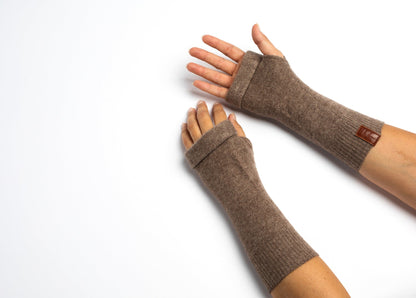 Light Brown - Cashmere Fingerless Gloves