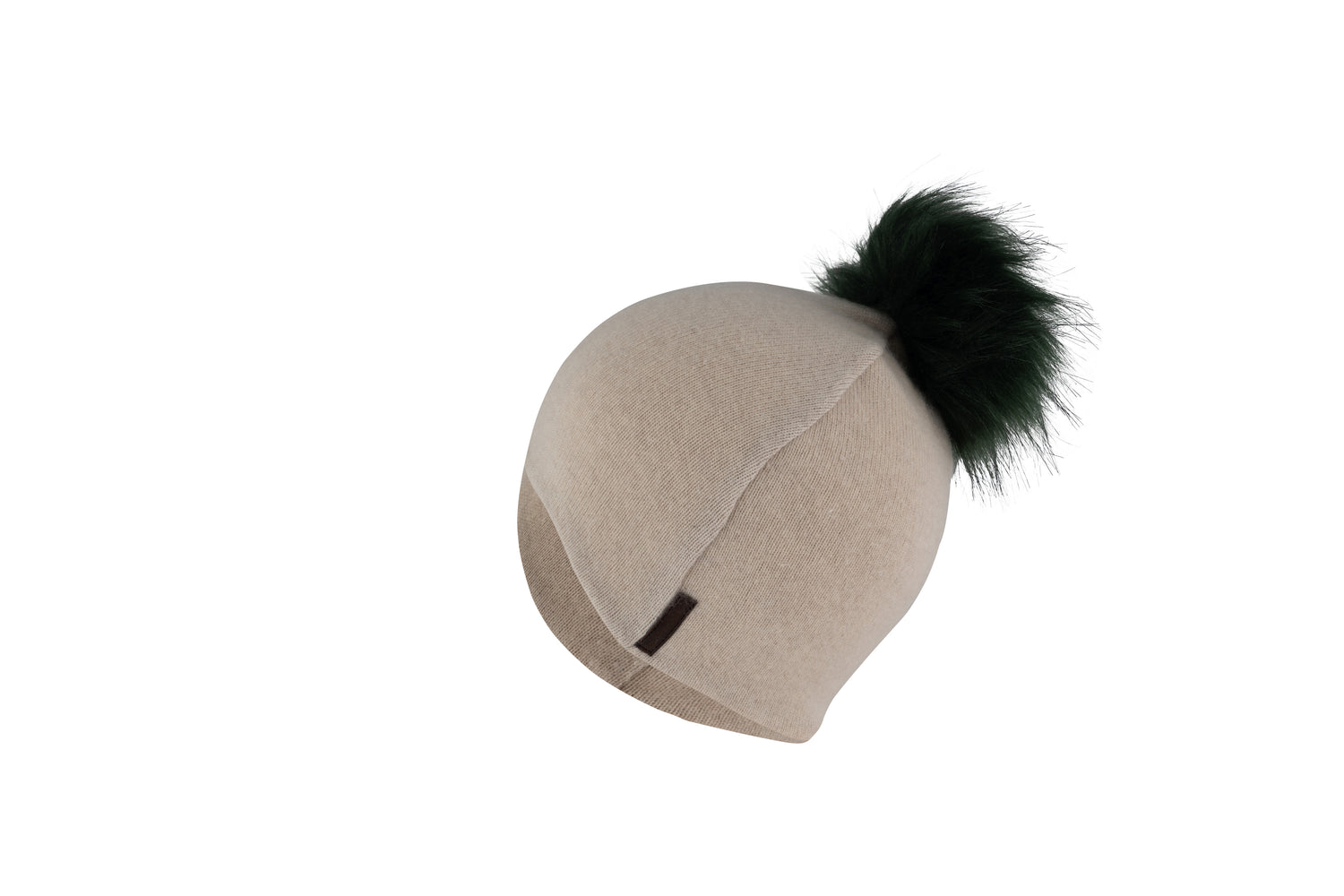 Pebble with Green - Cashmere Beanie for Kids