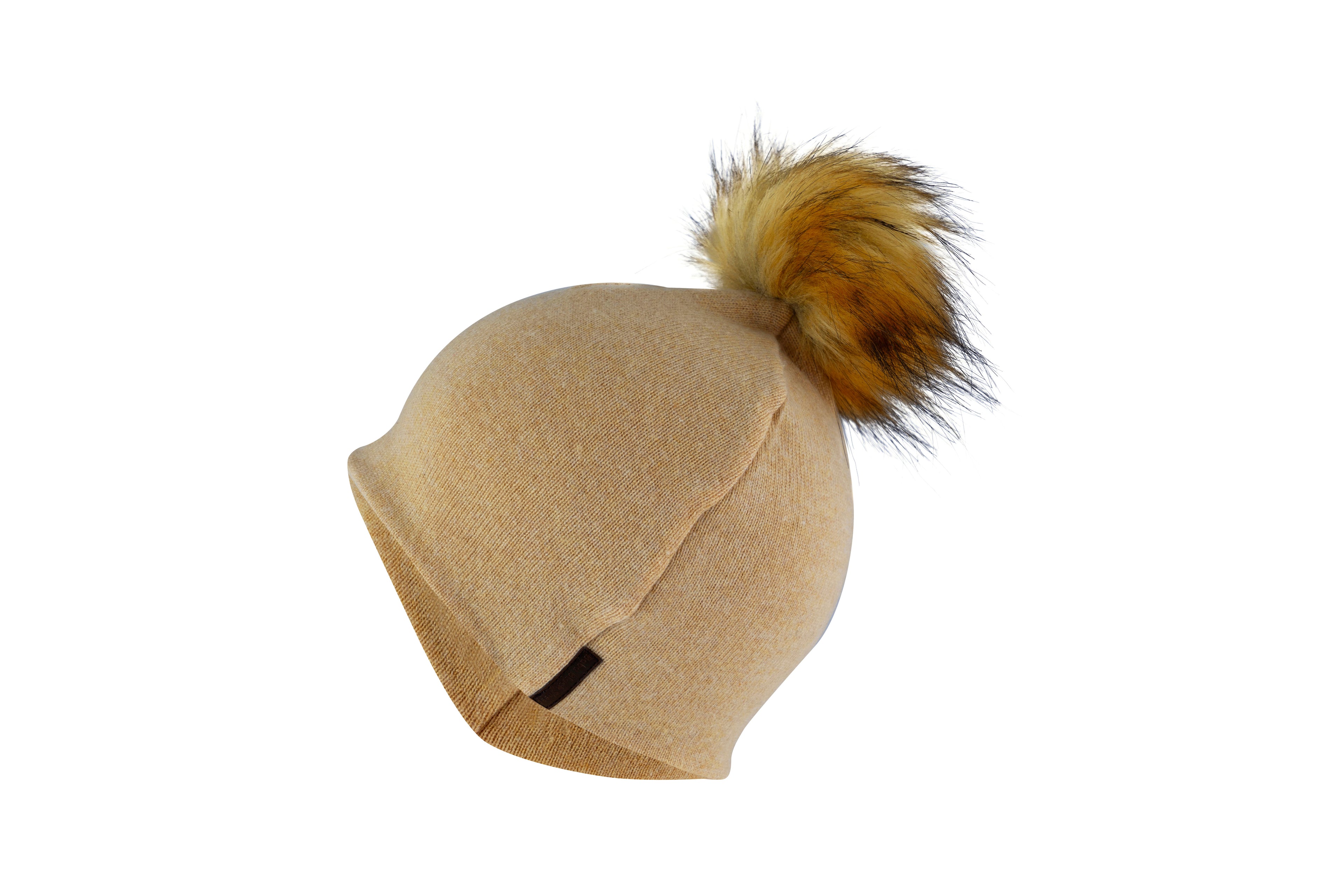 Camel with Brown - Cashmere Beanie for Kids