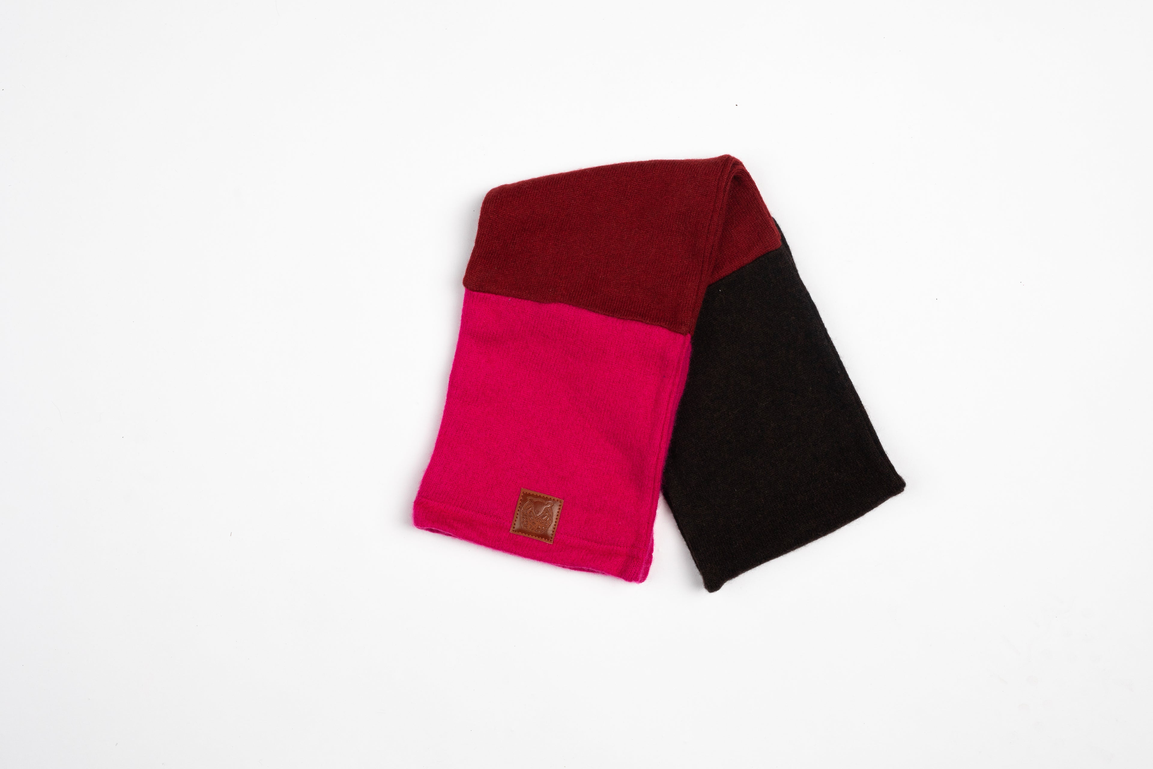 Brown and Hot Pink - Cashmere Open Scarf for Kids
