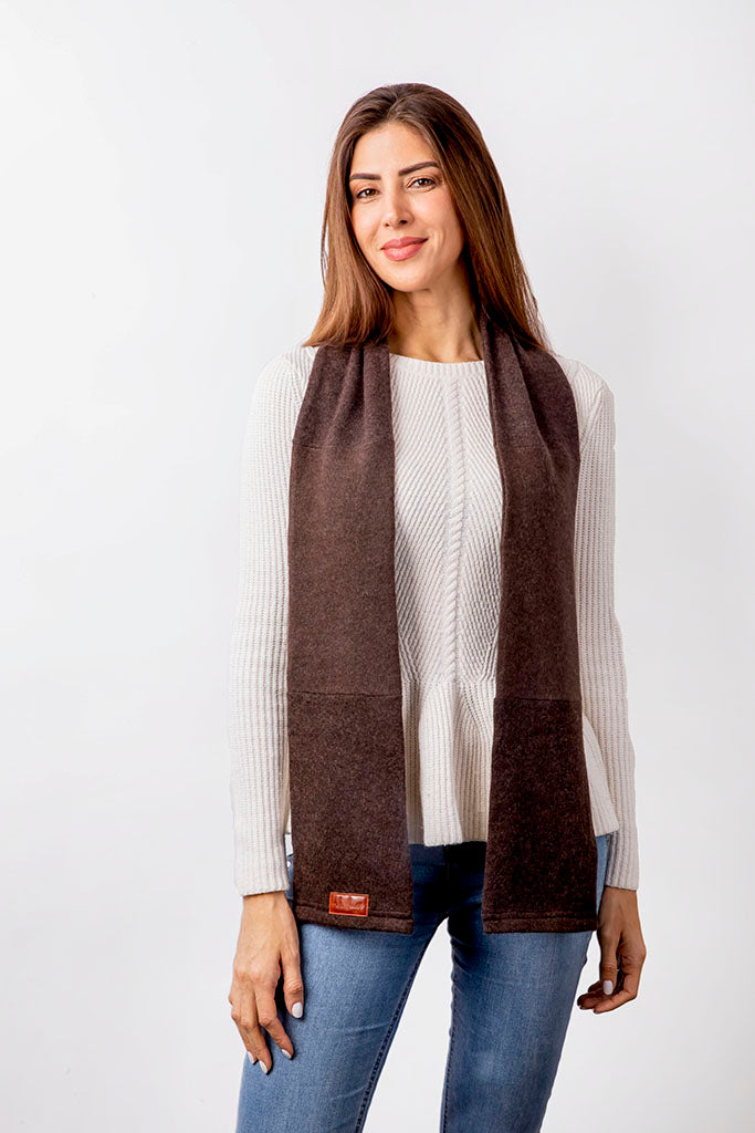 Dark Brown - Cashmere Open Scarf for Women