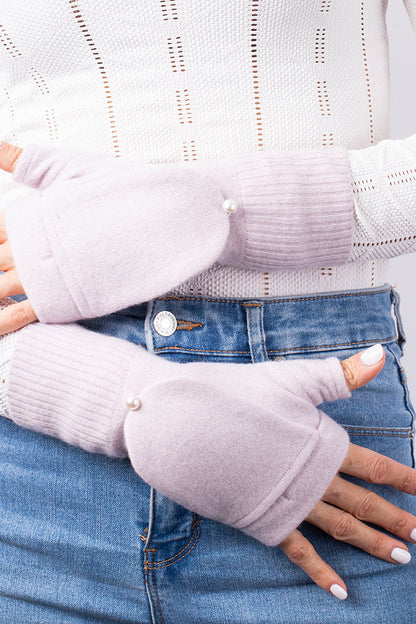 Lavender Purple - Cashmere Fingerless Flap Gloves