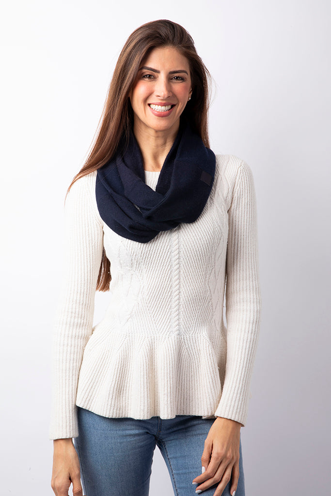 Navy Blue - Cashmere Infinity Scarf for Women