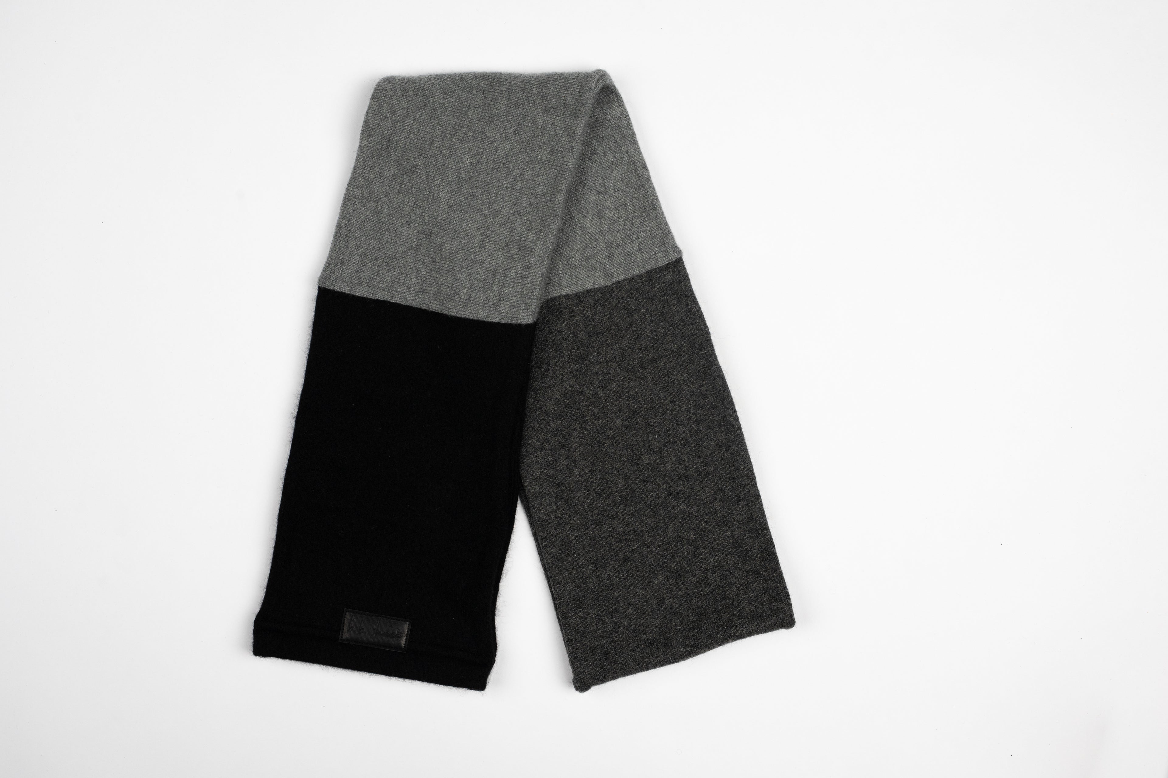 Black and Charcoal Gray - Cashmere Open Scarf for Men