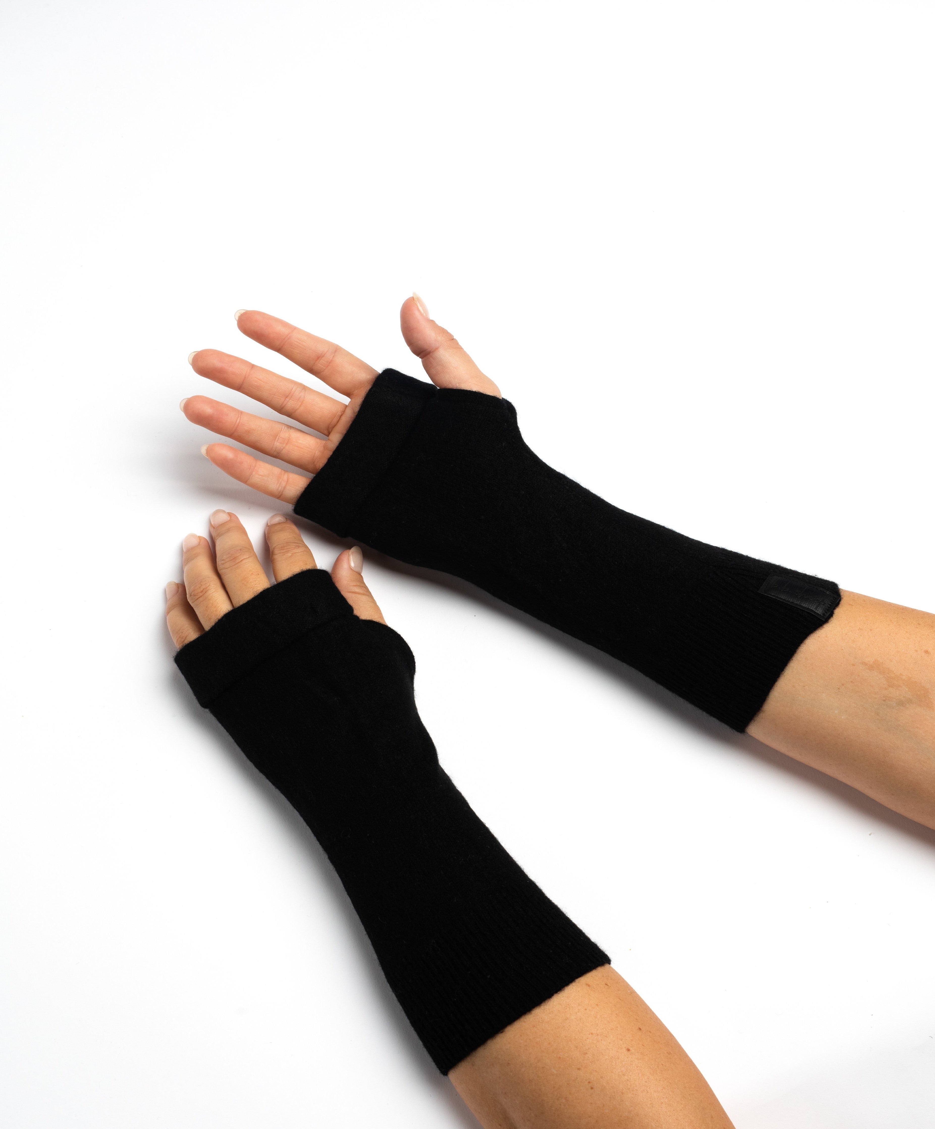 Black - Cashmere Fingerless  Gloves