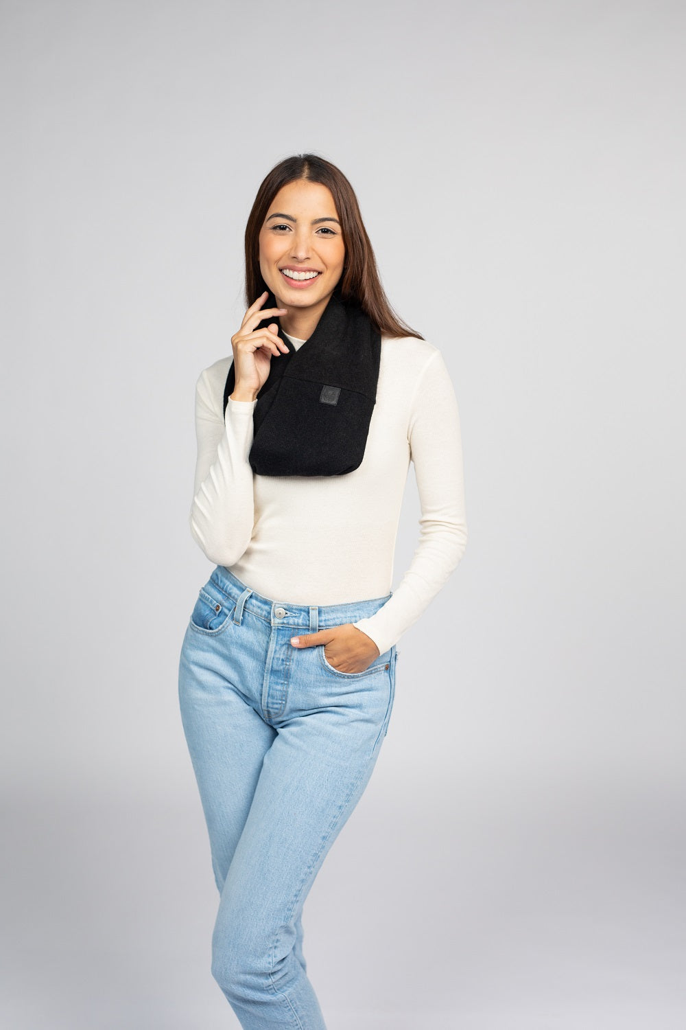 Black - Cashmere Infinity Scarf for Women