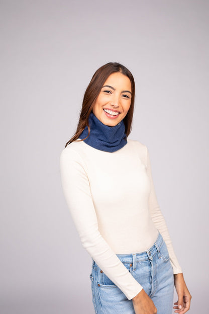 Navy and Blue - Cashmere Reversible Neck Warmer for Women