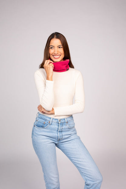 Light Pink and Hot Pink - Cashmere Reversible Neck Warmer for Women
