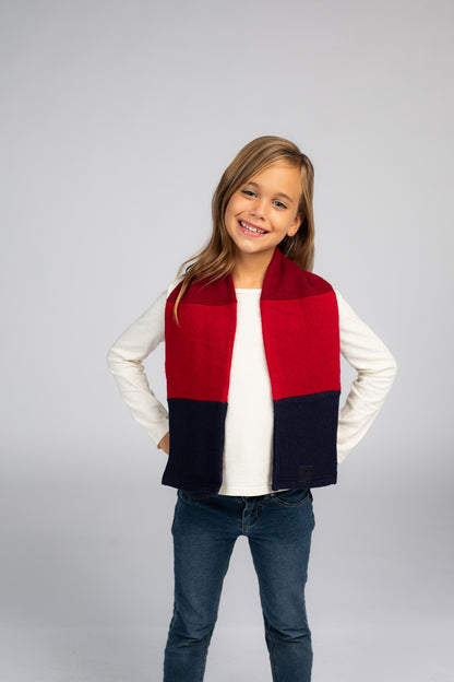 Red and Blue - Cashmere Open Scarf for Kids