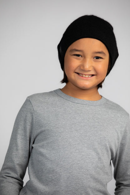 Black with Black - Cashmere Beanie for Kids