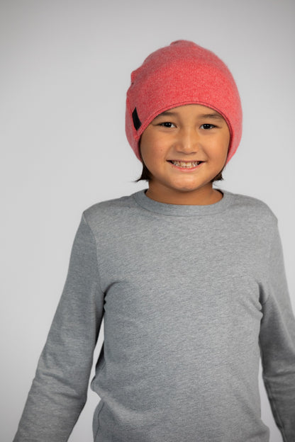 Light Orange with Rust - Cashmere Beanie for Kids