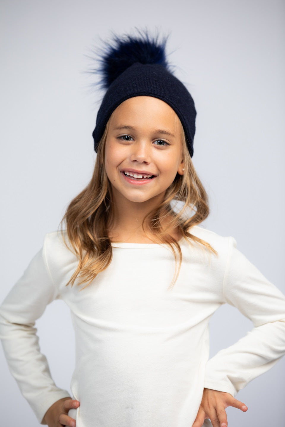 French Navy with Navy Blue - Cashmere Beanie Kids