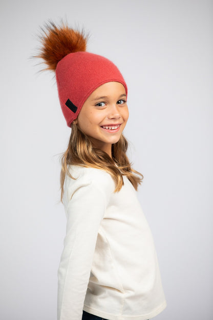 Dark Orange with Rust - Cashmere Beanie for Kids