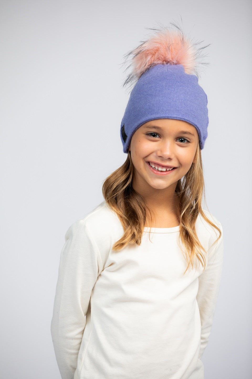 Lavender with Peach - Cashmere Beanie for Kids