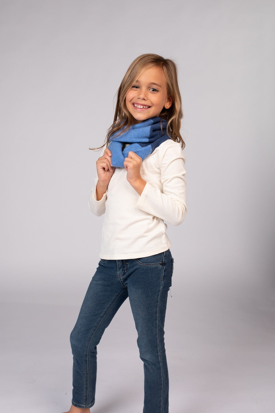 Blue - Cashmere Infinity Scarf for Kids