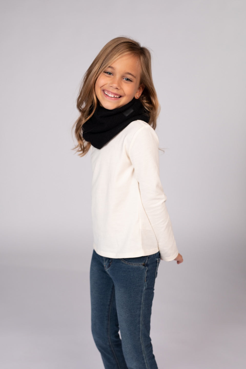 Black - Cashmere Infinity Scarf for Kids