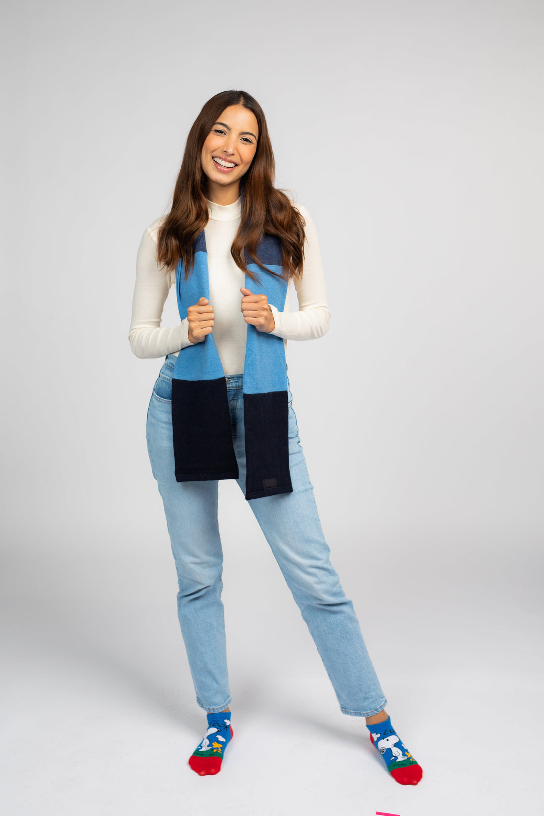 Blue - Cashmere Open Scarf for Women