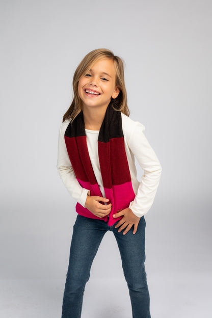 Brown and Hot Pink - Cashmere Open Scarf for Kids