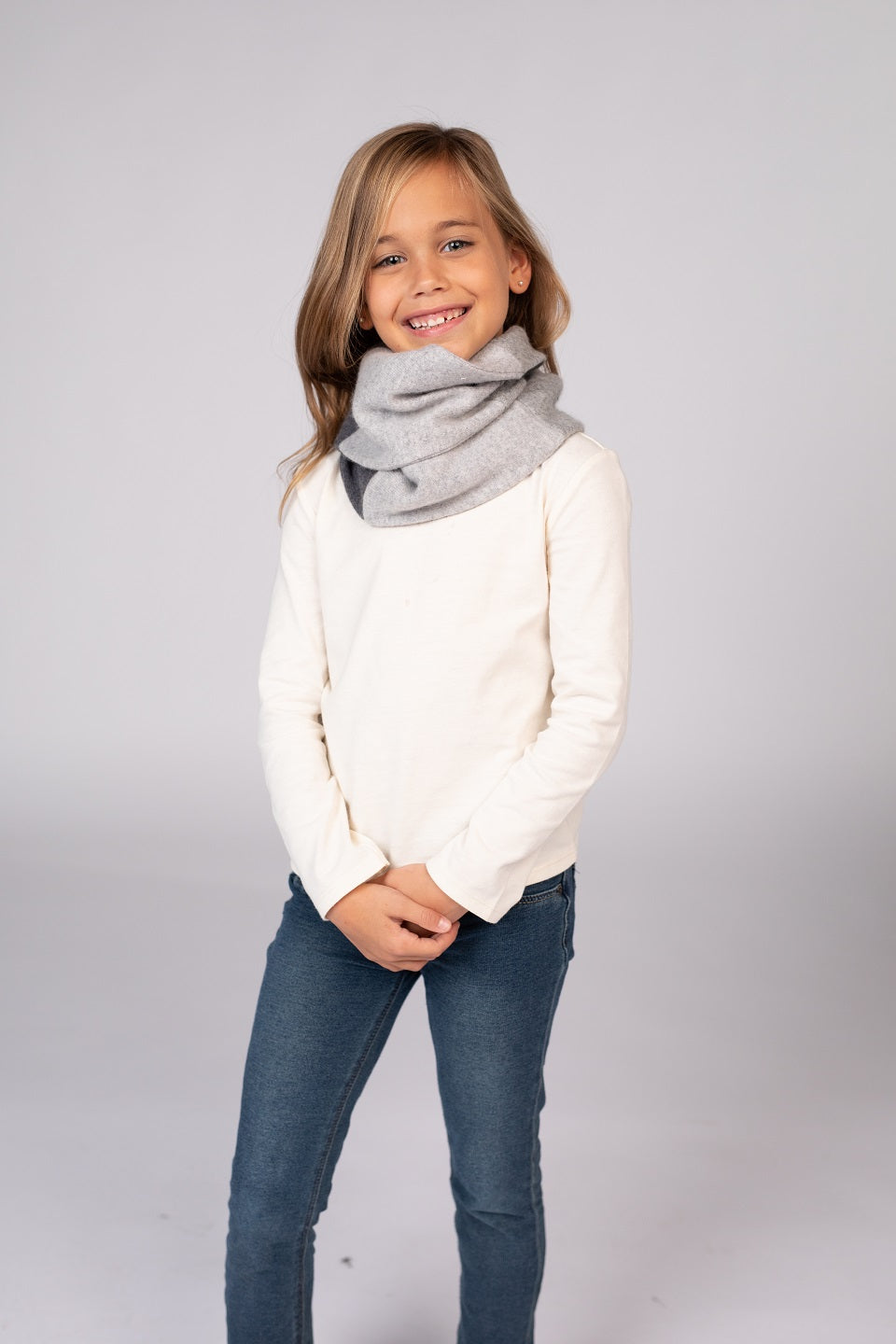 Light Grays - Cashmere Infinity Scarf for Kids