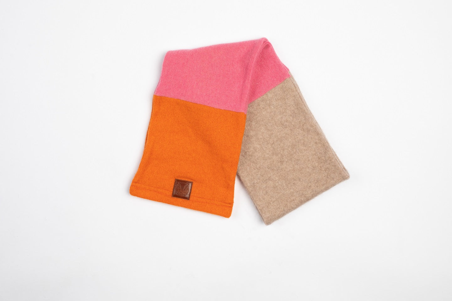 Orange and Pink - Cashmere Open Scarf for Kids