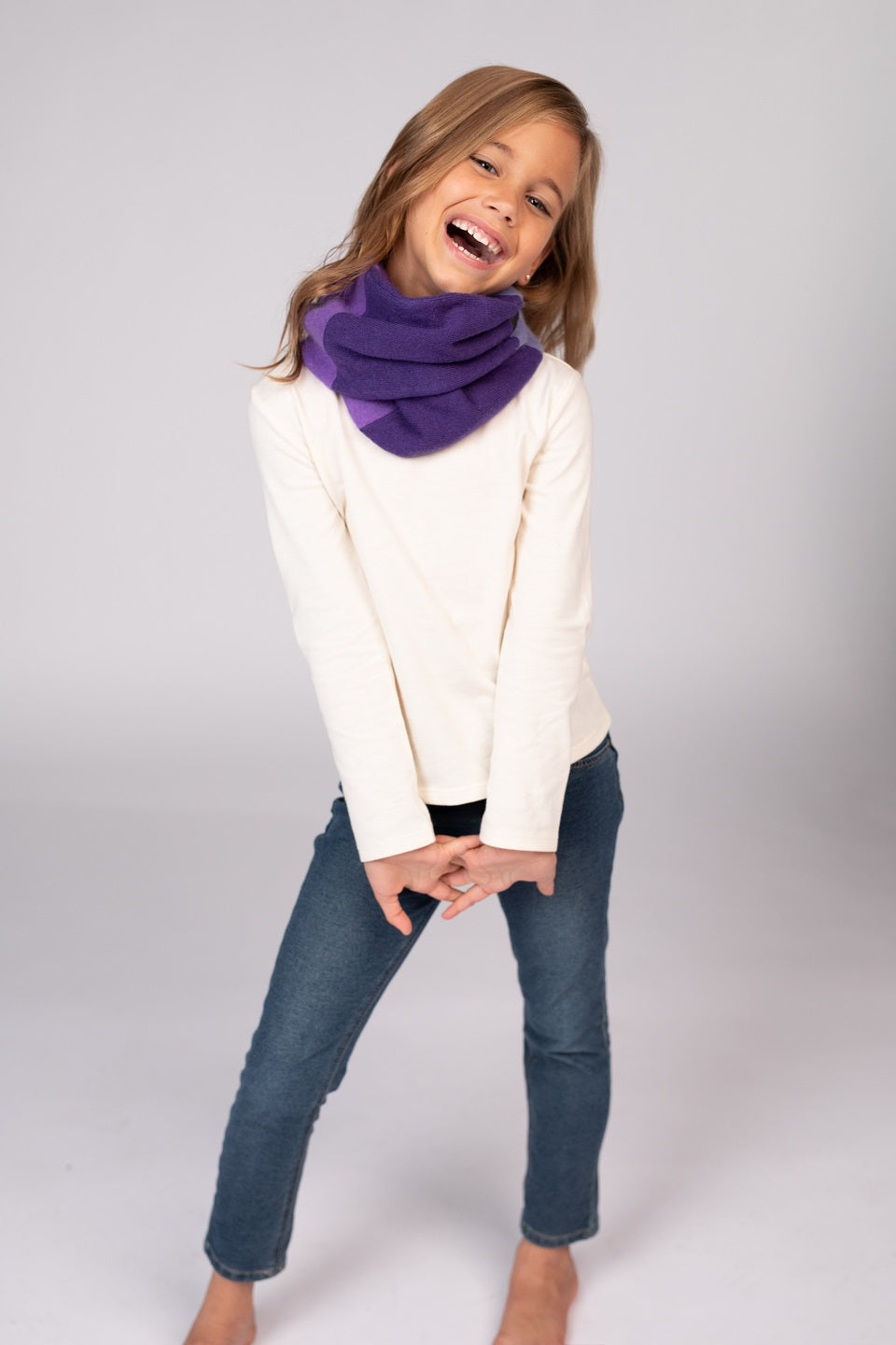 Purple and Lavender - Cashmere Infinity Scarf for Kids