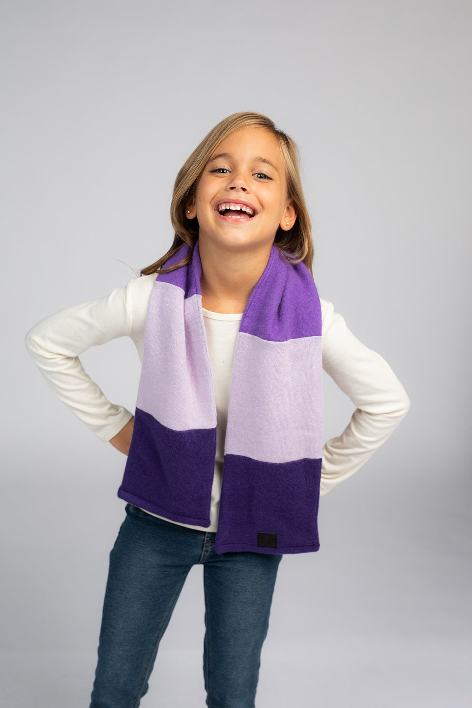 Purple and Lavender - Cashmere Open Scarf for Kids