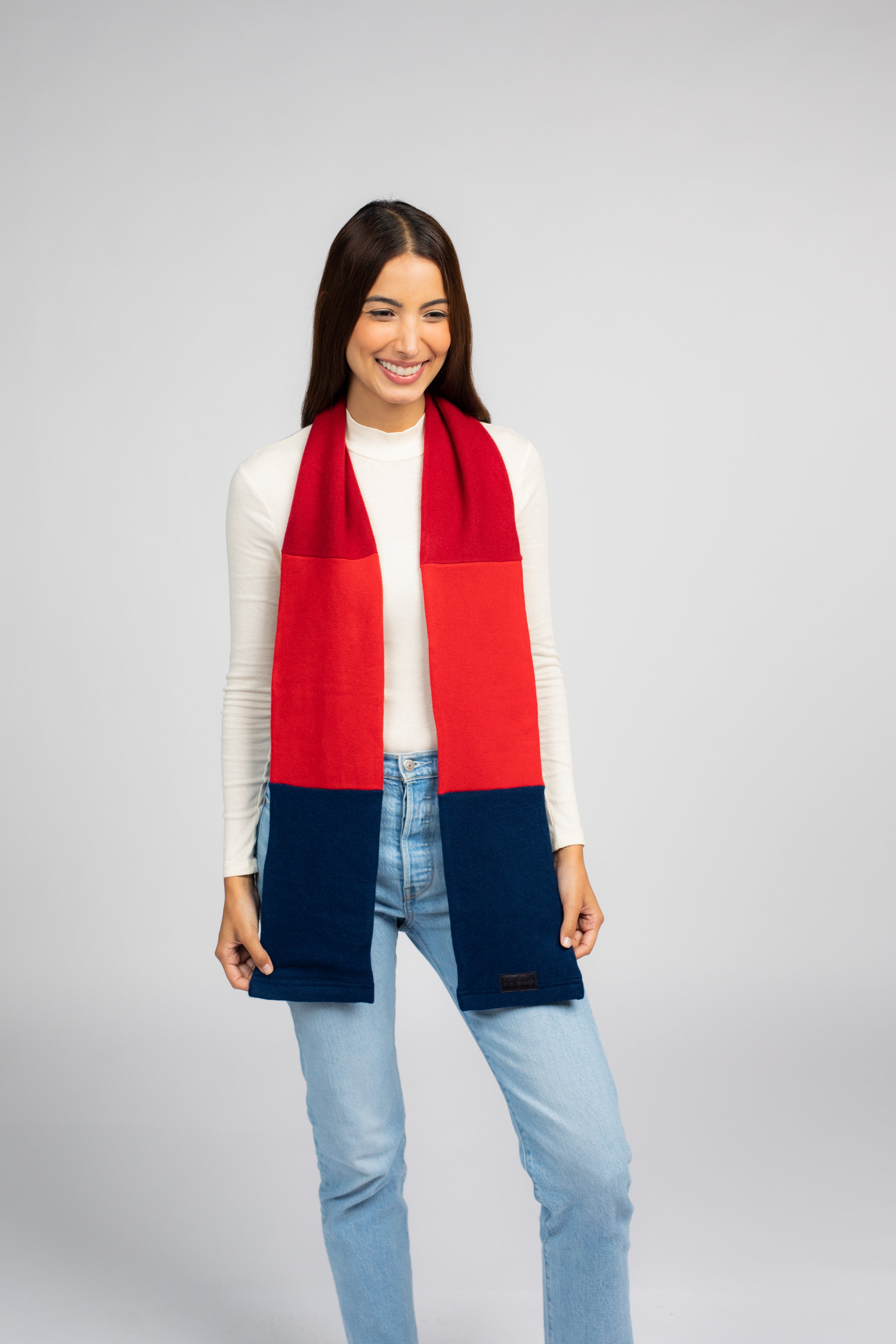 Red and Blue - Cashmere Open Scarf for Women