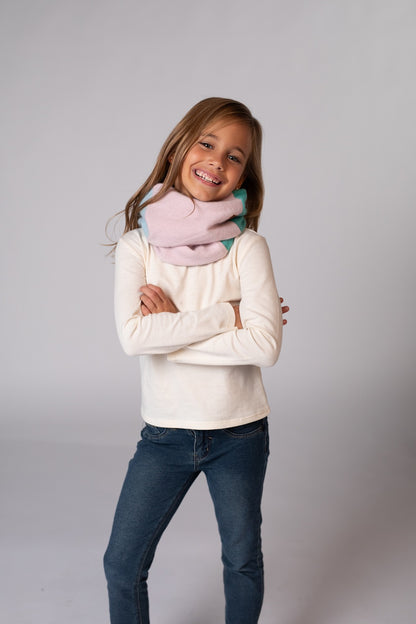 Teal and Baby Pink - Cashmere Infinity Scarf for Kids
