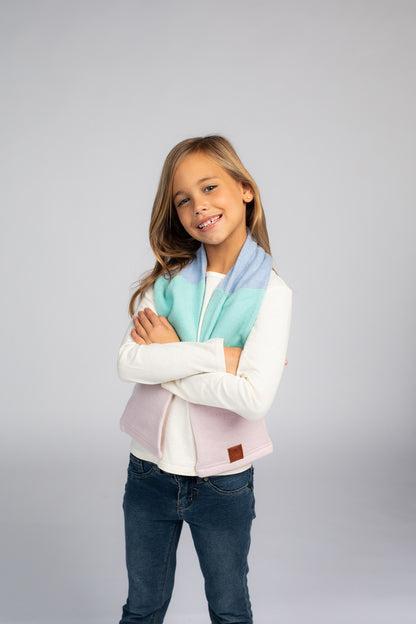Teal and Baby Pink - Cashmere Open Scarf for Kids