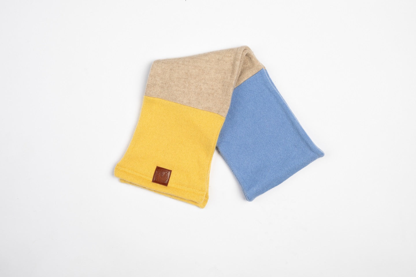 Yellow and Sky Blue - Cashmere Open Scarf for Kids