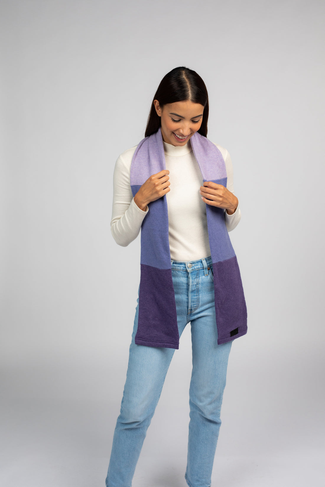 Purple and Lavender - Cashmere Open Scarf for Women